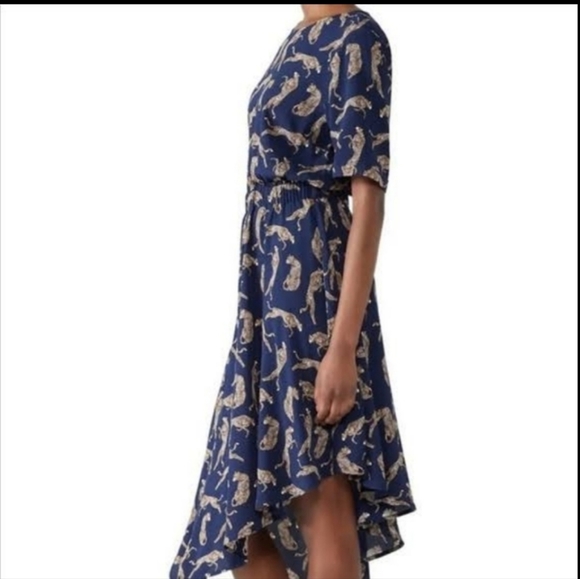 Anthropologie Navy Blue Tiger Printed Dress - Picture 4 of 8